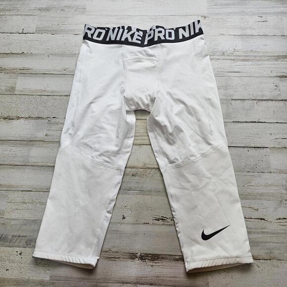 NIKE PRO JUNIOR 3/4 COMPRESSION TIGHTS White Unused Boys LG - Picture 1 of 6
